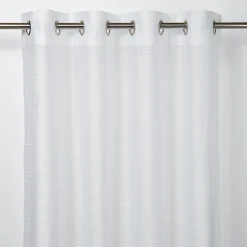 Voilage GoodHome Succusa blanc à lignes l.140 x H.260 cm
