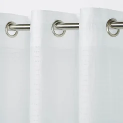 Voilage GoodHome Succusa blanc à lignes l.140 x H.260 cm