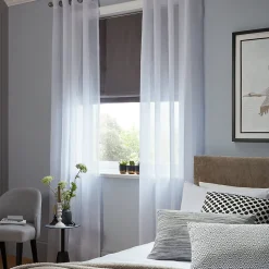 Voilage GoodHome Yena blanc l.140 x H.260 cm