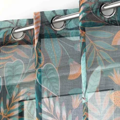 Voilage grande hauteur 140 x 280 cm voile sablé imprimé Tilda Vert
