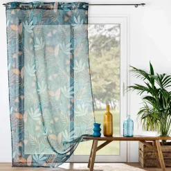 Voilage grande hauteur 140 x 280 cm voile sablé imprimé Tilda Vert