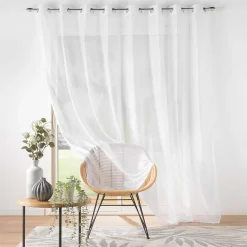 voilage grande largeur 300 x 240 cm voile sablé Lissea Blanc