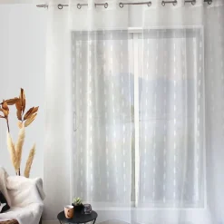 Voilage jacquard à pois ovales à oeillets (140x240 cm - Blanc)