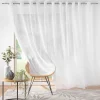 voilage largeur baie vitrée 400 x 240 cm voile sablé Lissea Blanc