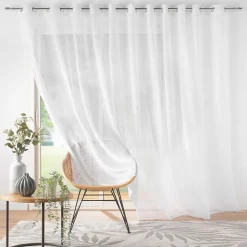 voilage largeur baie vitrée 400 x 240 cm voile sablé Lissea Blanc
