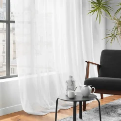 voilage largeur baie vitrée 400 x 240 cm voile sablé Lissea Blanc