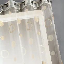 Voilage organza jacquard aux motifs cercles (140x240 cm - Beige)