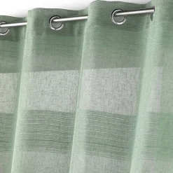 Voilage rayé fils chenille - Effet lin (140x240 cm - Vert)