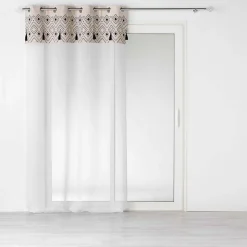 Voilage sablé au top ethnique (140x240 cm - Naturel)
