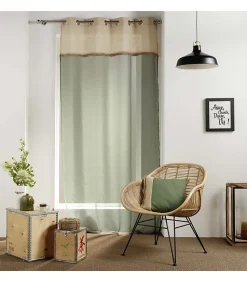 Voilage sablé et vert kaki - 140x240cm - Vert kaki