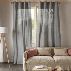 Voilage tamisant à œillets effet lin Howley gris L.260 x l.140cm GoodHome