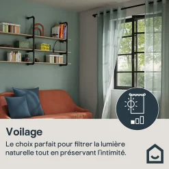 Voilage tamisant à œillets effet tissé Kymbe vert clair L.260 x l.140cm GoodHome