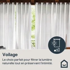 Voilage tamisant à œillets effet lin Yena blanc L.260 x l.300cm GoodHome