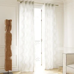 Voilage tamisant à œillets effet jacquard Vapi blanc cassé L.260 x l.140cm GoodHome