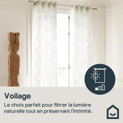 Voilage tamisant à œillets effet jacquard Vapi blanc cassé L.260 x l.140cm GoodHome