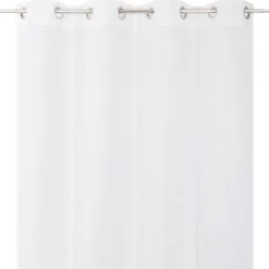 Voilage tamisant à œillets effet lin rayé Huka blanc L.260 x l.140cm GoodHome