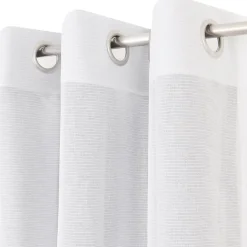Voilage tamisant à œillets effet lin rayé Huka blanc L.260 x l.140cm GoodHome