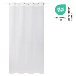 Voilage tamisant à œillets effet lin rayé Huka blanc L.260 x l.140cm GoodHome