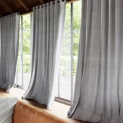 Voilage tamisant à œillets effet lin Howley gris L.260 x l.300cm GoodHome