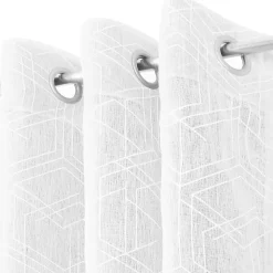 Voilage tamisant à œillets imprimé géométrique Kiya blanc L.260 x l.140cm GoodHome