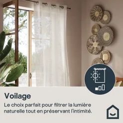 Voilage tamisant à œillets effet filet Selesa blanc cassé L.260 x l.140cm GoodHome