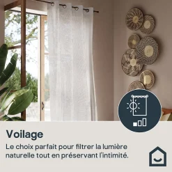 Voilage tamisant à œillets effet lin Yena blanc L.260 x l.140cm GoodHome