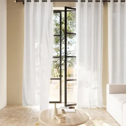 Voilage tamisant à œillets effet jacquard Diaz blanc L.260 x l.140cm GoodHome