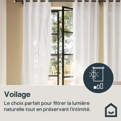 Voilage tamisant à œillets effet jacquard Diaz blanc L.260 x l.140cm GoodHome