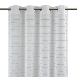 Voilage tamisant à œillets effet tissé rayé Udupi blanc L.260 x l.140cm GoodHome