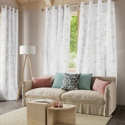 Voilage tamisant à œillets fleuri Bolani blanc L.260 x l.140cm GoodHome