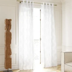 Voilage tamisant à œillets effet jacquard Vapi blanc L.260 x l.140cm GoodHome
