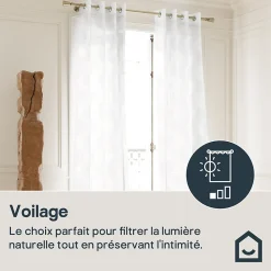 Voilage tamisant à œillets effet jacquard Vapi blanc L.260 x l.140cm GoodHome