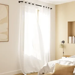 Voilage tamisant à œillets effet lin Tongi blanc L.260 x l.140cm GoodHome