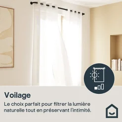 Voilage tamisant à œillets effet lin Tongi blanc L.260 x l.140cm GoodHome