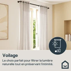 Voilage tamisant à œillets effet jacquard Diaz gris clair L.260 x l.140cm GoodHome