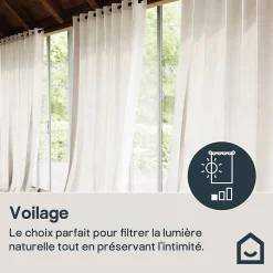 Voilage tamisant à œillets effet lin Howley beige lin L.260 x l.300cm GoodHome