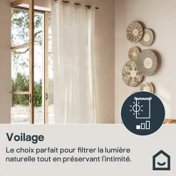 Voilage tamisant à œillets effet lin Howley beige naturel L.260 x l.140cm GoodHome