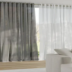 Voilage tamisant à œillets effet maille Loni blanc satin L.260 x l.140cm GoodHome