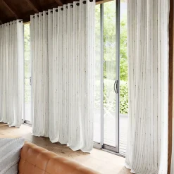 Voilage tamisant à œillets motifs pois Bundi blanc cassé L.260 x l.140cm GoodHome