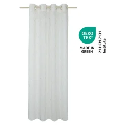 Voilage tamisant à œillets motifs pois Bundi blanc cassé L.260 x l.140cm GoodHome