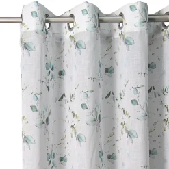 Voilage tamisant à oeillets feuilles d'eucalyptus L.240 x l.140cm