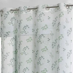 Voilage tamisant en étamine fleurie (140x240 cm - Vert)