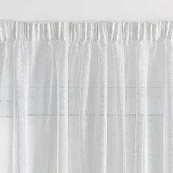 Voilage uni à galon fronceur et rayures fantaisie (300x240 cm - Blanc)