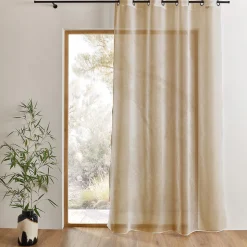Voilage uni à oeillets grande largeur (160x240 cm - Ficelle)