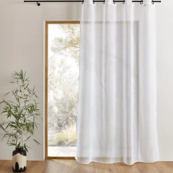 Voilage uni à oeillets grande largeur (160x240 cm - Blanc)