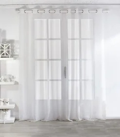 Voilage uni blanc grande largeur 420x240cm - 420 x 240 cm - Blanc