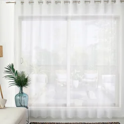 Voilage uni blanc grande largeur - 240x240cm - Blanc