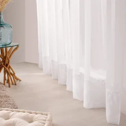 Voilage uni brodé Cornely (240x240 cm - Blanc)