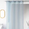 Voilage uni en maille filet (140x260 cm - Bleu azur)