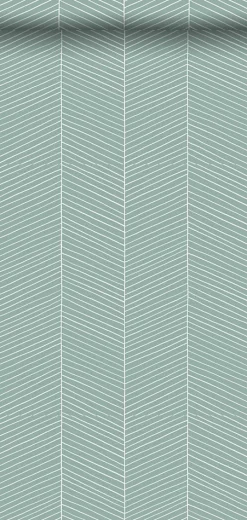 Walls4You papier peint chevron vert menthe - 53 cm x 10.05 m - 935323